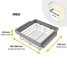 Kit Panier En Fils D'acier + Cadre Pour Dressing Quartz - Finition Titane - Module 600 Mm Emuca