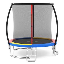 Costway Trampoline Enfants 244cm Avec Filet De Sécurité, Échelle Et Cadre En Acier Galvanisé Antirouille, 400 Kg Coloré