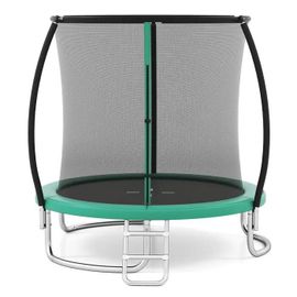 Costway Trampoline Enfants 244cm Avec Filet De Sécurité, Échelle Et Cadre En Acier Galvanisé Antirouille, 400 Kg Vert