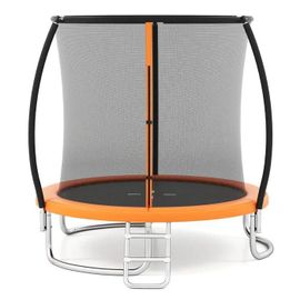 Costway Trampoline Enfants 244cm Avec Filet De Sécurité, Échelle Et Cadre En Acier Galvanisé Antirouille, 400 Kg Orange