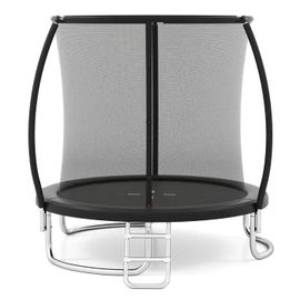 Costway Trampoline Enfants 244cm Avec Filet De Sécurité, Échelle Et Cadre En Acier Galvanisé Antirouille, 400 Kg Noir