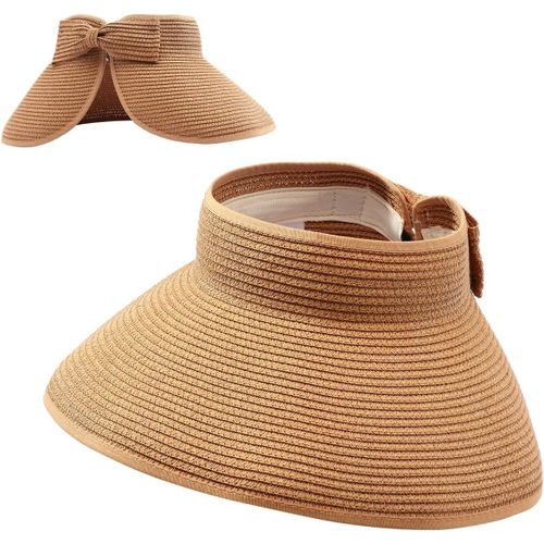 Kal-Pontail Casquette À Visière Pour Femmes Été Plage Protection Solaire Pour Femme Large Bord Chapeaux