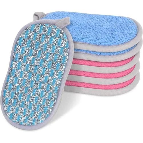 Eponge Vaisselle,6PCS Eponge Vaisselle Lavable et Reutilisable,Eponge a Recurer en Microfibre,Éponge Vaisselle et Cuisine
