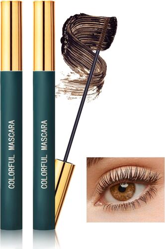 Loc-Mascara Waterproof Avec Ultra-Fine Pour Les Cils Courts,2pcs Mascara Marron Allongeant Et Volume,Effet Faux Cils,Imperméable Durable,Séchage Rapide Smudge-Proof,Cadeau Maquillage Femme-02 