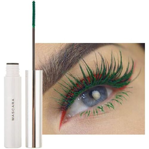 Kal-Mascara 12 Couleurs Mascara Fibre Colorée Mascara De Charme Longue Durée, Cils Épais Et Longs Maquillage Des Yeux Imperméable Et Anti-Bavures (# 07 Vert) 