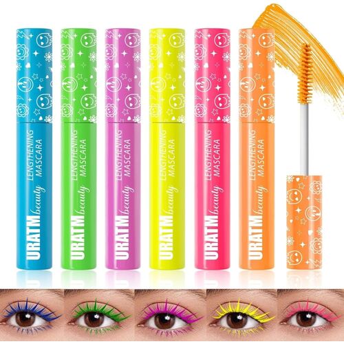 KAL-Mascara Liquide Mat 6 Couleurs Uv Néon Imperméable Longue Durée Épais Volume Cils Maquillage Noël Festival Kit Cadeau Pour Femme