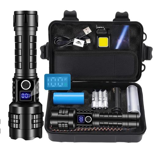 Dool-Lampe Torche Led Ultra Puissante 500000 Lumens Rechargeable Usb-Torche Tactique 1500m De Portée,Ip67 Étanche,5 Modes Pour Camping,Randonnée,Survie,Urgence