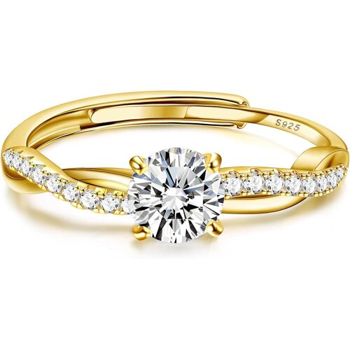 Kal-Bague Argent 925 Femme Reglable Bague Zircone Cubique Alliance Femme, Bague De Fiancailles Bague Promesse Mariage Bague Pouce Argent/Or Bague Femme Cadeaux De Bijoux