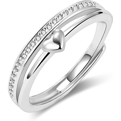 Kal-Bague Argent 925 Femme, Bague Infini Zircone, Bague Réglable, Élégante, Hypoallergénique, Bague De Fiançailles Femme, Bague D'amitié, Cadeaux De Bijoux Pour Fille, Mère, Copine