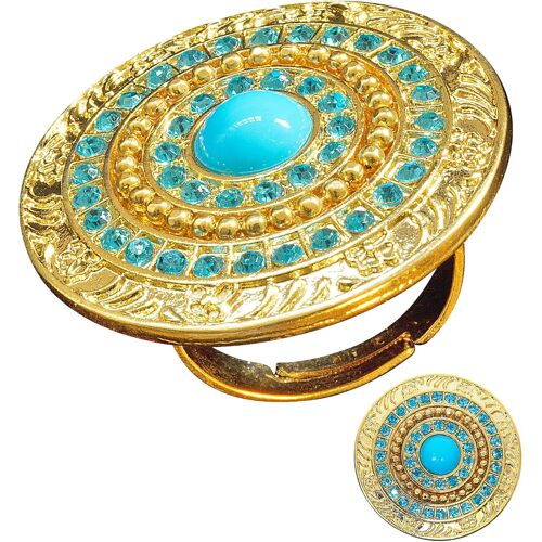 Kal-Generique - Bague Dorée Pierres Bleues Femme, Surtido