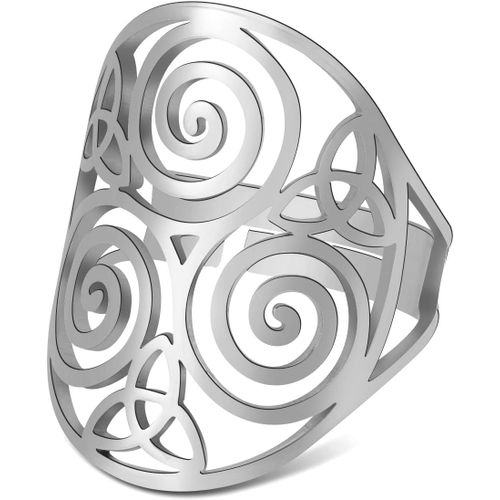 Yemaesre-Bague C Ique Triskele Bague Triquetra Bague Triskelion Ancienne Bague C Ique Spirale N?ud De La Trinité De Protection Bijoux En Acier Inoxydable Cadeaux Pour Femmes Noël
