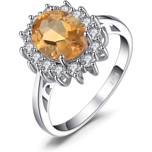 Kal-Diana Princesse Kate Middletonu Bague Naturelle Pierre Améthyste Péridot Grenat Citrine Topaze Pour Femme, Argent 925 Plaqué Or Jaune Or Rose, Vintage Ensemble Parure De Bijoux Cadeau