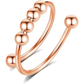 Bague D'anxiété En Acier Inoxydable Or Rose Pour Femmes Et Hommes, Anneaux Spinner, Bandes De Fiançailles, Couleur Argent, Bijoux à La Mode 8/6mm