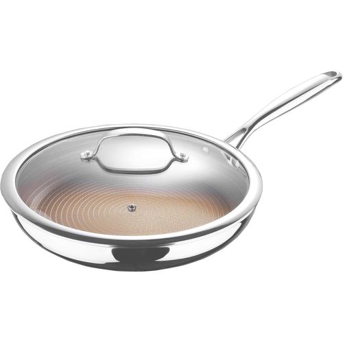 Asfasfq-Masterpro Giro - Poêle À Frire Hybride De 30 Cm Avec Couvercle - 3 Couches Avec Revêtement Antiadhésif Ilag - Structure En Nid D'abeille Résistante Aux Rayures - Induction Et Four Sans Pfas/P