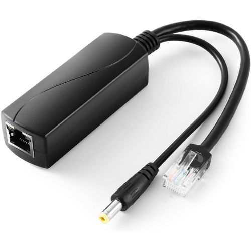 SUBZONAL-REVODATA Gigabit PoE Splitter 12V/2A DC 5.5 * 2.1mm Connecteur, 48V PoE vers DC 12V/2A Output, 10/100/1000Mbps Standard IEEE802.3af/at, Actif Adaptateur PoE pour Caméra IP/AP/Smart Home (PS5