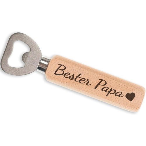 Letnerny-Décapsuleur En Bois Pour Papa ¿ Bester Papa ¿ Décapsuleur Avec Gravure ¿ Cadeau Pour Papa, Anniversaire, Fête Des Pères, Homme ¿ Décapsuleur 14 Cm En Acier Inoxydable Et Bois De Hêtre (Beste