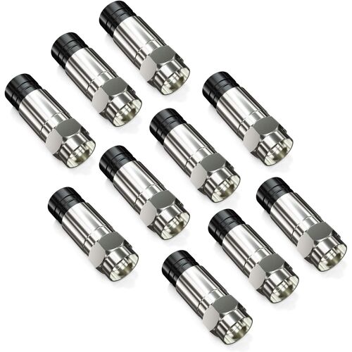 10x F Connecteur de Compression Jusqu'à 7mm Connecteur F pour Câble Coaxial Connecteur de Compression pour Câble TV Sat Perte de Retour Élevée Conception Robuste