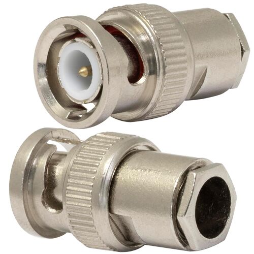 C69036 - Lot de 2 Connecteurs BNC mâles droit pour câble coaxial RG6 75¿ - à visser - télévision satellite fiches