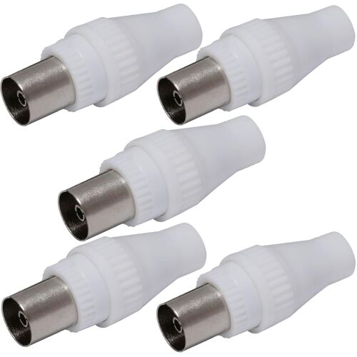 Lot de 5 fiche/prise/connecteur d'antenne RF femelle droit TV pour câbles coaxiaux - SAT adaptateur télé coupleur(Q238)