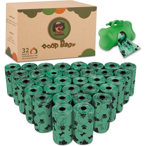 Letnerny-Yuehao Sacs Ramasse-Crottes,640 Sac Chien Déjection,32 Rouleaux,Sacs Pour Déjections Canines Avec 1 Distributeur, Grands Etanches Sacs À Caca Pour Animaux De Compagnie, Vert Sacs Ramasse Cro