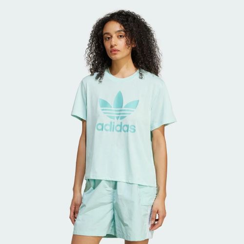 T-Shirt Boxy Adicolor Trèfle Adidas - Semi Flash Aqua - Xs