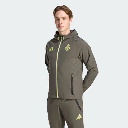 Veste De Voyage Real Madrid Tiro 25 Competition Vis Tech Adidas - Utility Grey / Semi Frozen Yellow - 3xl