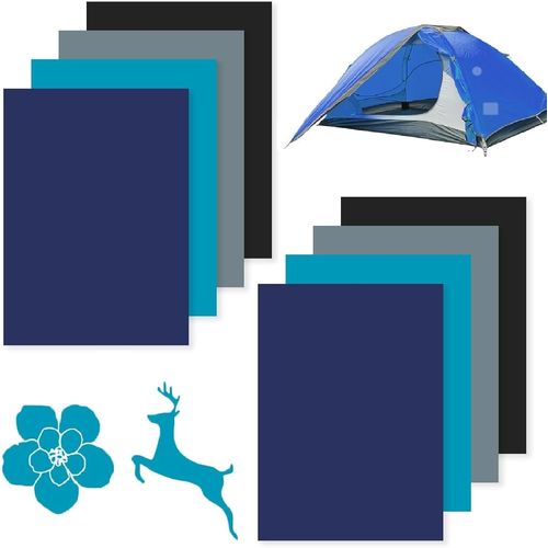 Yemaesre-Lot De 8 Rustines De Réparation Autocollantes En Nylon Imperméable Pour Vêtements Doudounes, Tente, Vêtements D'extérieur, Sac De Couchage, Auvents (20 X 15 Cm)