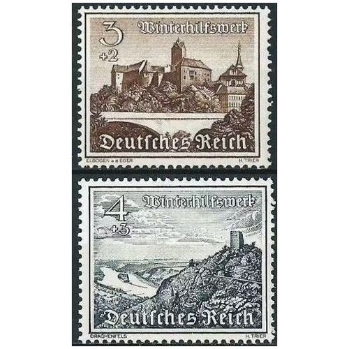 Allemagne, 3ème Reich 1939, Très Beaux Timbres Neufs** Luxe Yvert 654 Et 655, Au Profit Du Secours D'Hiver, Chateau D'Elbogen Et Le Drachenfels.