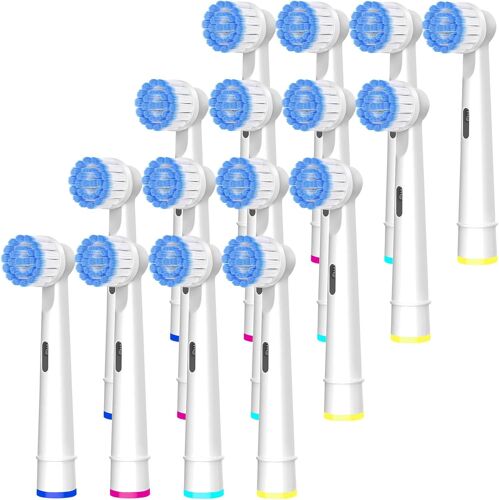 Kalanka-Pro Sensitive Gum Care Lot De 16 Têtes De Brosse À Dents De Rechange Compatibles Avec Les Brosses À Dents Électriques Oral-B, Haute Densité, Poils Extra Doux, Blanc 