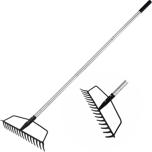 Asfasfq-Baraystus Râteau Arche De Jardin Pour Pelouse, Charge Lourde, En Acier Inoxydable, Râteau De Jardin Réglable Pour Niveler Le Sol Sablonneux Et Ramasser Les Feuilles, Garden Rake Carbon Steel