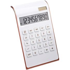 TEPPD-Calculatrice de Bureau à Double Alimentation à 10 Chiffres, Alimenté par Batterie/Solaire, écran LCD Inclinable (Or Rose)
