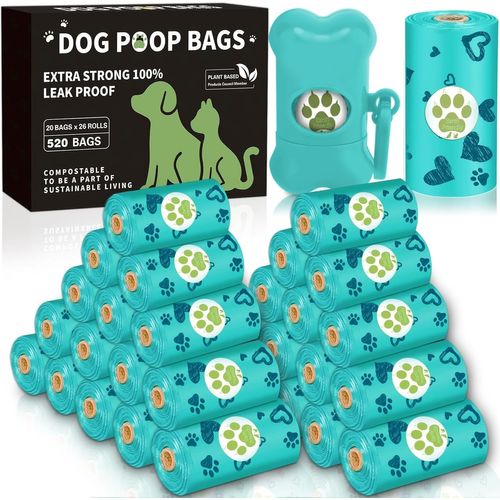 Teppc-Sac A Crottes Chien 520 Pièces(26 Rouleaux) Avec 1 Distributeur, Sac A Caca Pour Chien, Sac À Crottes Pour Chien, Sacs Ramasse-Crottes Pour Chiens, Anti-Fuite Et Très Épais, Grands