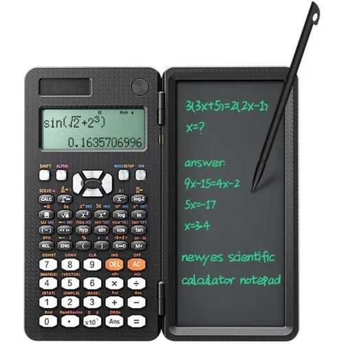 LETNERNY-Calculatrice Scientifique Avec Tableau Blanc/Écran Effaçable Pour Écrire Et Crayon - Calculatrice De Couleur Noire, Solaire Et Batterie - 417 Fonctions Et 8 Modes