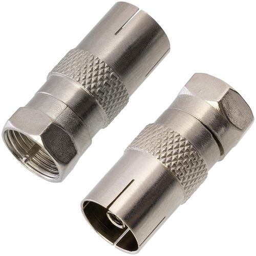 C11240-Lot de 2 Adaptateurs d'antenne F mâle droit vers fiche femelle coaxial droit-longueur 27 mm-TV câble radio FM parabole satellite connecteur audio vidéo
