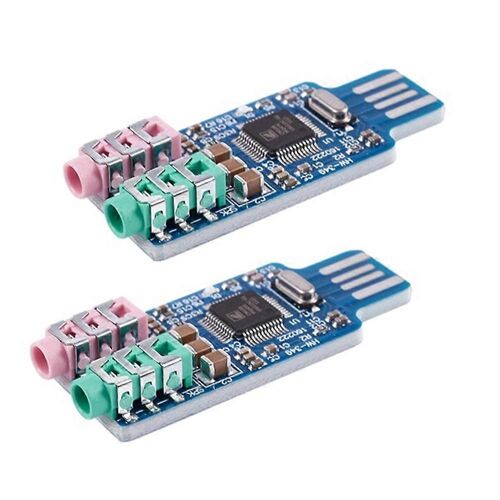 2Pcs Free Driver USB Carte Son CM108 USB Carte Son Puce Bleu