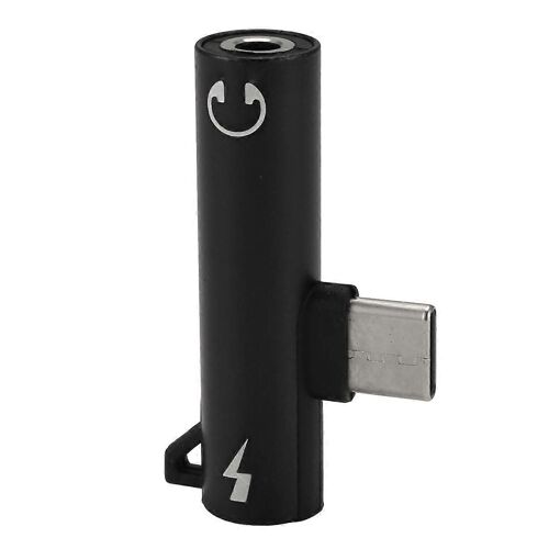 Adaptateur audio Type-C Crochet Appel Musique Charge 2-en-1 3,5 mm Convertisseur d'écouteurs à trou rond