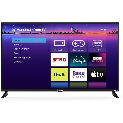 lbgwp60-Smart Tv 4K Uhd 43"" Roku Avec Audio Dolby, Hdr, Apple Tv+, Bbc, Netflix, Freeview Play, Dolby Vision, Port Hdmi, Port Usb, Télévision Uhd Grand Écran Pour Bureau Et Maison