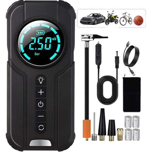 Gonfleur Electrique Pneu Portatif, 7200mAH 180Psi Pompe Électrique Voiture,Vélo,Moto, Mini Compresseur à Air Portatif