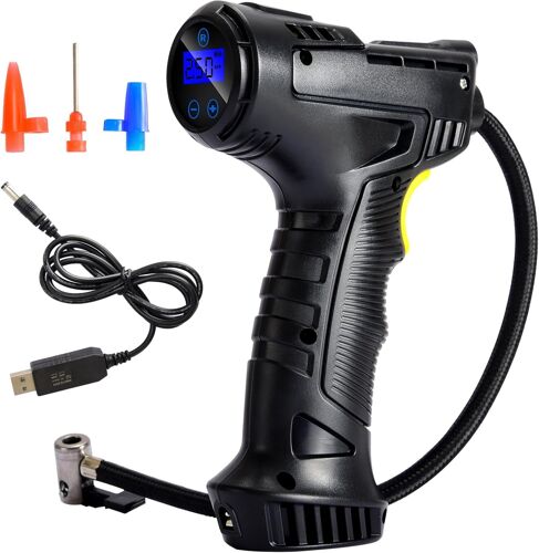 Gonfleur Pneu Voiture Électrique 12 V, Compresseur Voiture Portable Numérique Avec 4 Buses, Arrêt Automatique, Compresseur À Air Sans Fil Pour Voiture, Vélo, Ballon, Article Gonflable