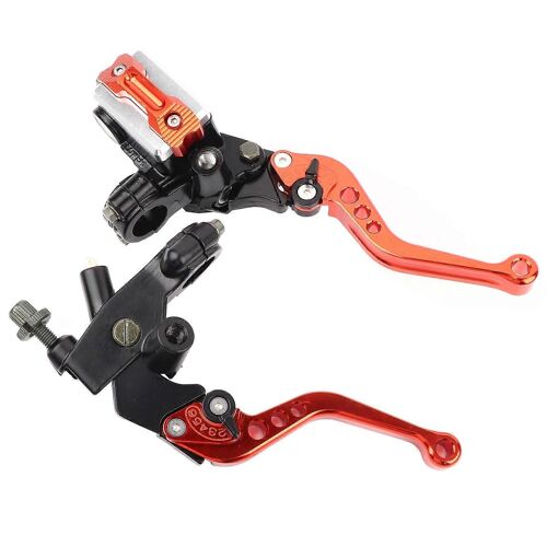 1 Paire De 7/8""(22mm) Universel De Frein De Moto Embrayage Maître-Cylindre Réservoir Leviers Orange