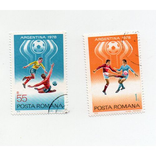 Roumanie- Lot De 2 Timbres Oblitérés- Coupe Du Monde De Football- Argentine 1978