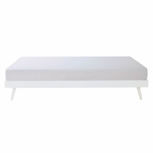 Lit Vintage Blanc 140x190 Avec Sommier À Lattes