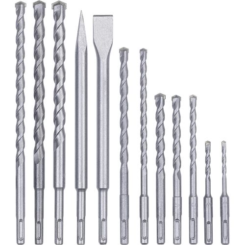 YEMAESRE-Sds-Plus Jeu De Burins Et De Marteaux,Jeu De 12 Forets Pour La Pierre Et Le Béton Dans Un Coffret En Plastique,Jeu De Forets Et De Burins