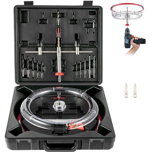 YEMAESRE-Scie Cloche Réglable 40-200 Mm Kit Scie Cloche Avec Cache Poussière,Coupe-Cercle Scie À Trou Réglable Avec Capot Anti-Poussière Sécurisé Propre Pour Couper Plaques De Plâtre Placages Panneaux