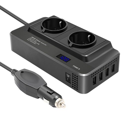 Convertisseur De Puissance Pour Voiture, Norme Européenne, 12 V, 200 W, 220 V, Convertisseur Pour Allume-Cigare, Chargeur D'Urgence Pour Téléphone Portable.