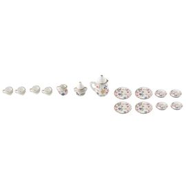 15 Pièce Miniature Maison de poupée vaisselle porcelaine service à thé vaisselle Tasse assiette Imprimé floral coloré