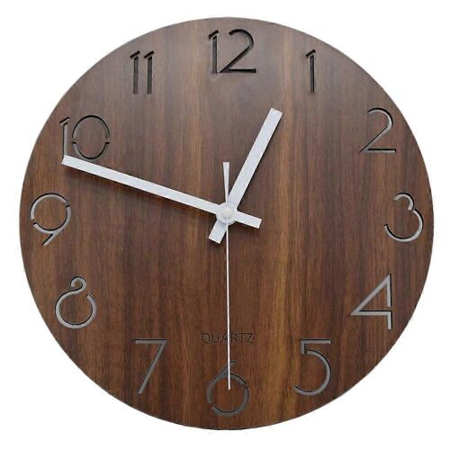 12 pouces Vintage chiffre arabe Design rustique pays toscan Style en bois décoratif rond mur Cloc