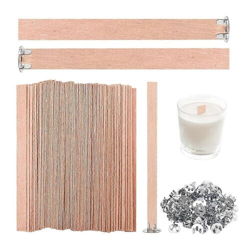 120 Pièces Mèches De Bougie En Bois Épais,5,1 X 0,5 Pouces Mèches En Bois Naturel Sans Fumée Pour La Fabrication De Bougies