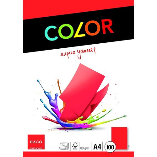 Hamiltion-Elco Color Bloc De 100 Feuillets De Papier Rouge 80 G/M² A4