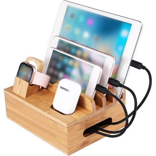Station De Charge En Bois, Organisateur Stockage De Charge Pour Plusieurs Appareils - Téléphones Portables De Bureau À Domicile Tablette Smart Watchs Écouteurs (Sans Chargeur Usb)[X3128]